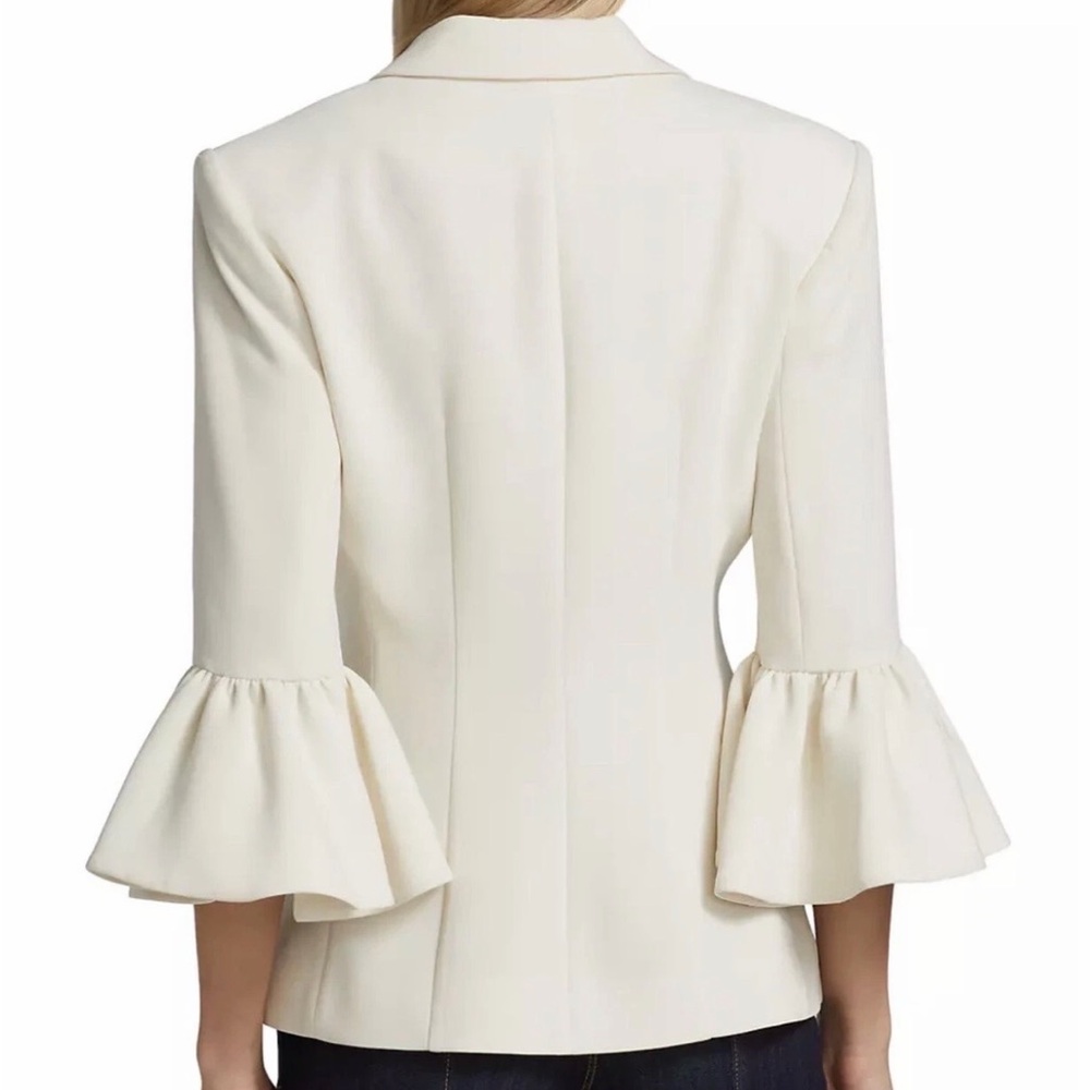 cinq a sept Cream Ruffle Sleeve Blazer - Picture 3 of 11
